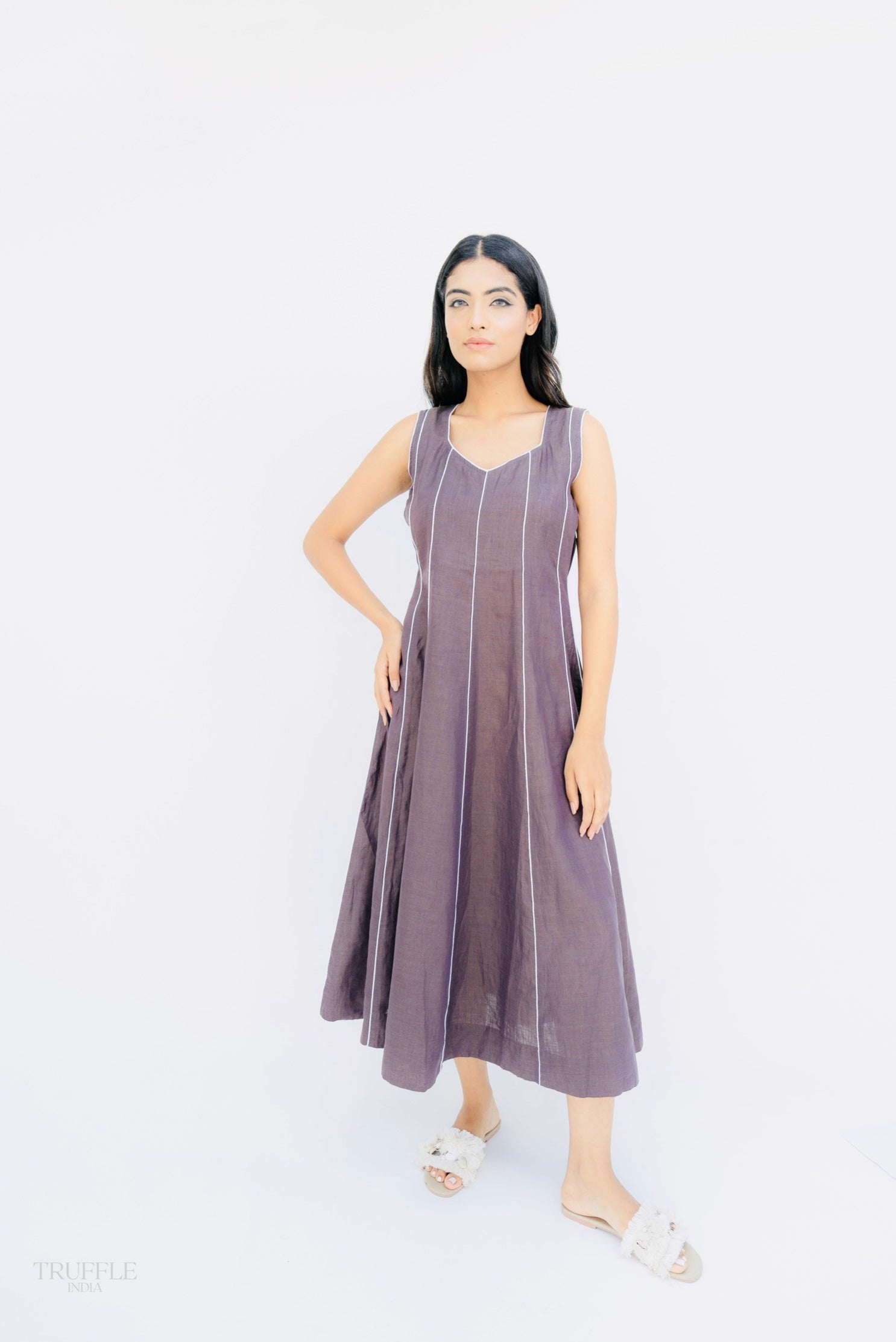 CHOCOLATE LINEN DRESS